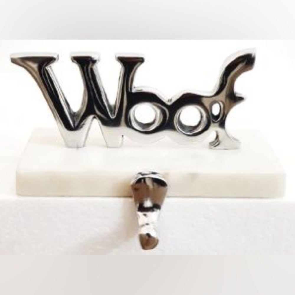 Woof Silver Marble Towel Dog Leash Holder Rack Hanger